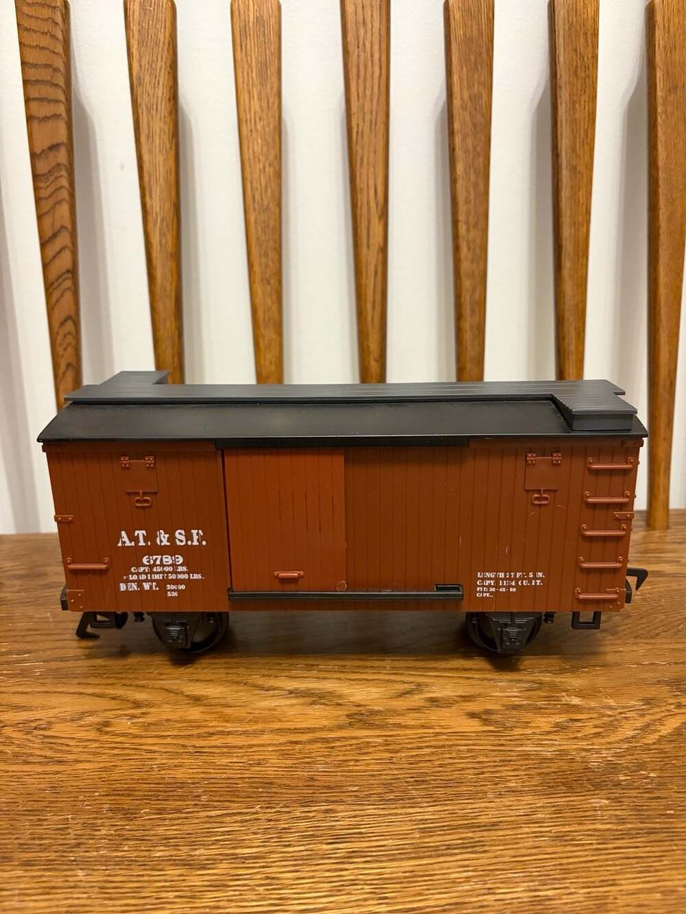 A.T. & S.F. 6789 Model Train Boxcar Brown Plastic